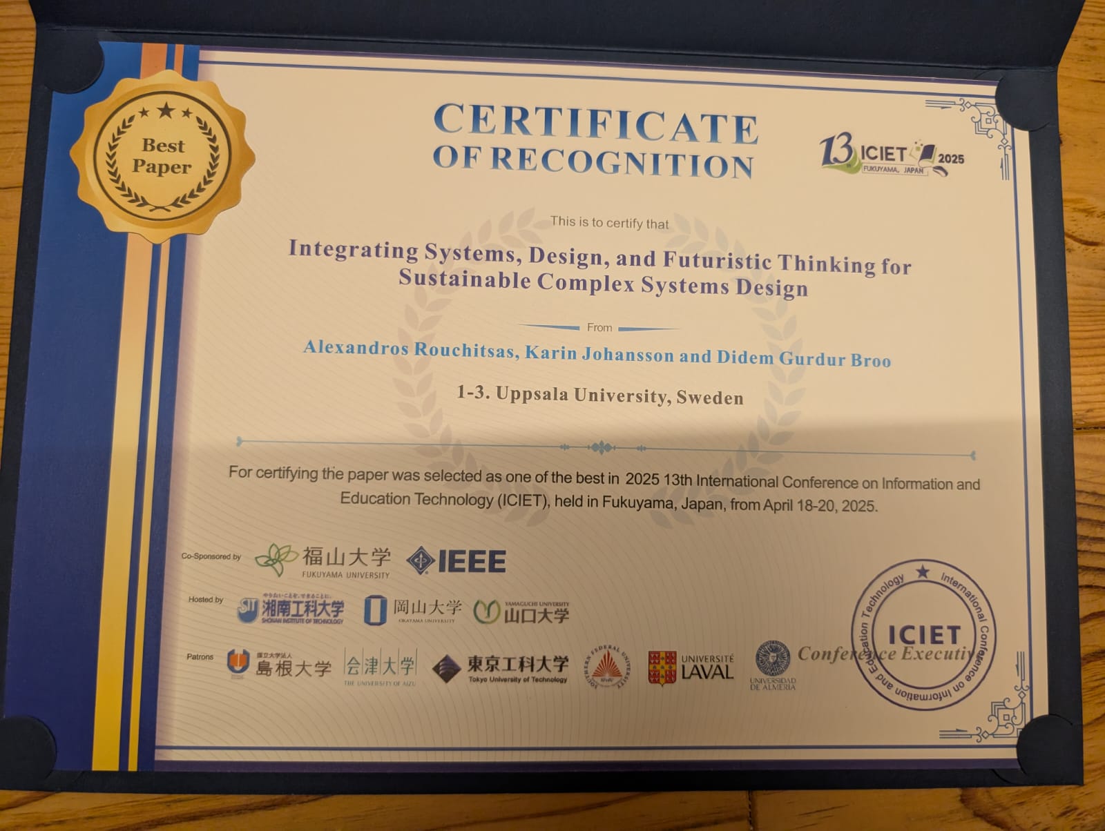 Certificate of recognition