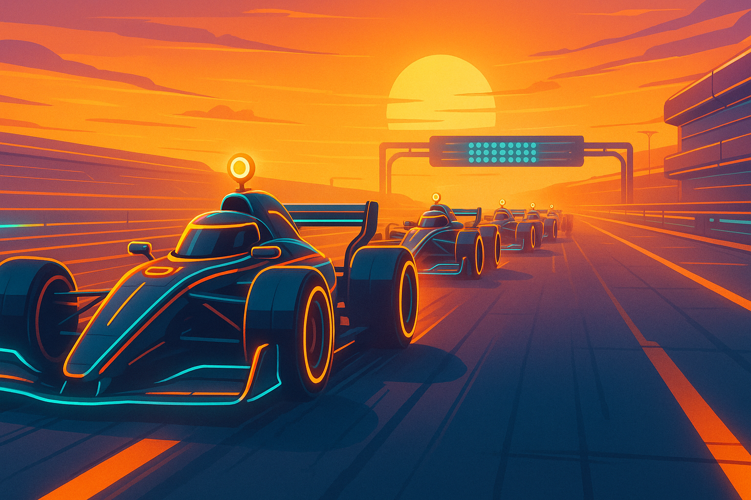 F1 single-sitter style RC cars performing autonomous driving